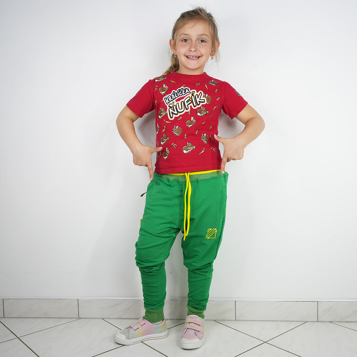 Tepláky Soul Zelené, žlutá výšivka