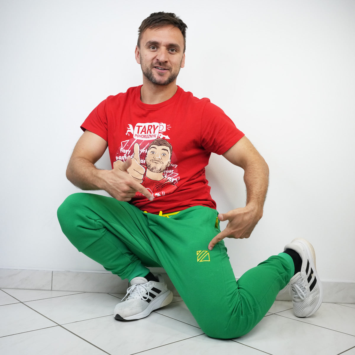 Tepláky Soul Zelené, žlutá výšivka