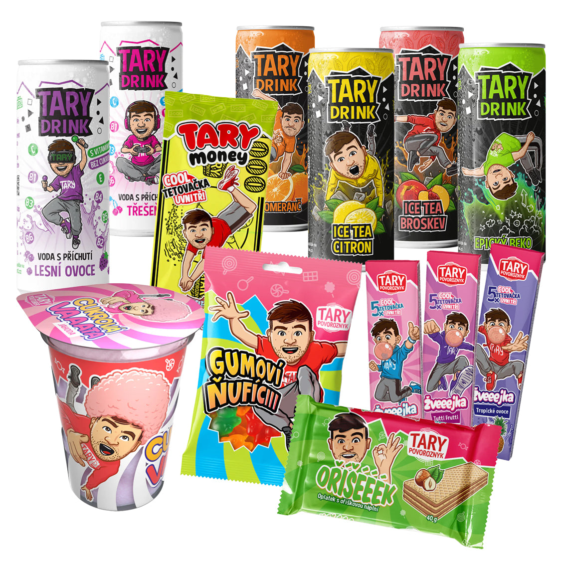 Mega Mix - 5x Tary Drink, 1x Vata, 1x Oplatky, 3x Žvýkačky, 1x Jedlé peníze a Gumoví Ňufíci