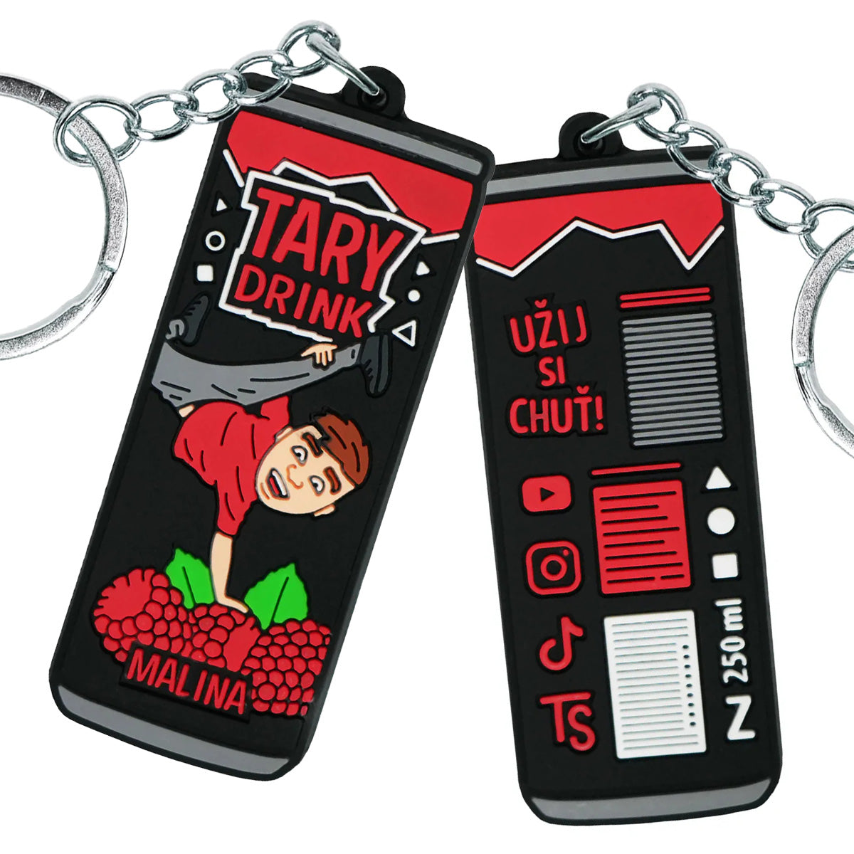 Oboustranný přívěsek na klíče Tary Drink Malina