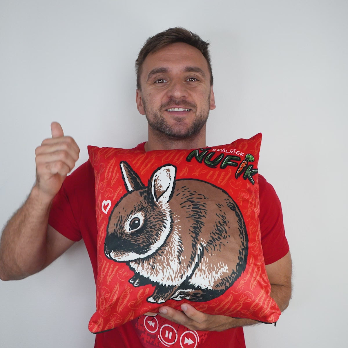 Polštář Králík Ňufík červený