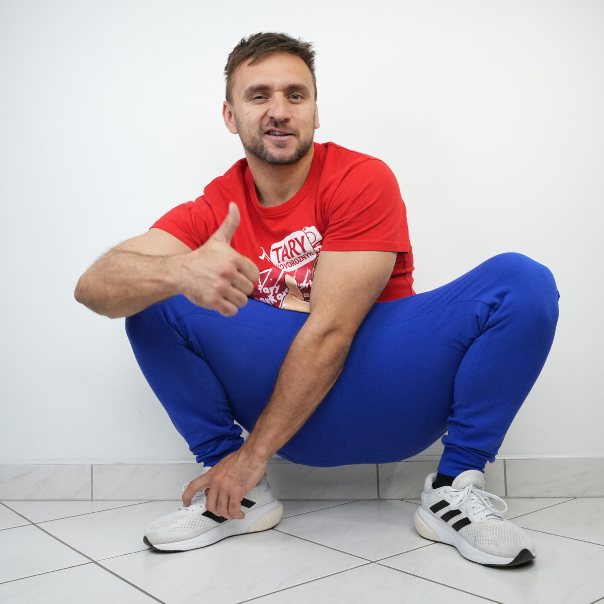 Tepláky Soul Královské, modrá výšivka