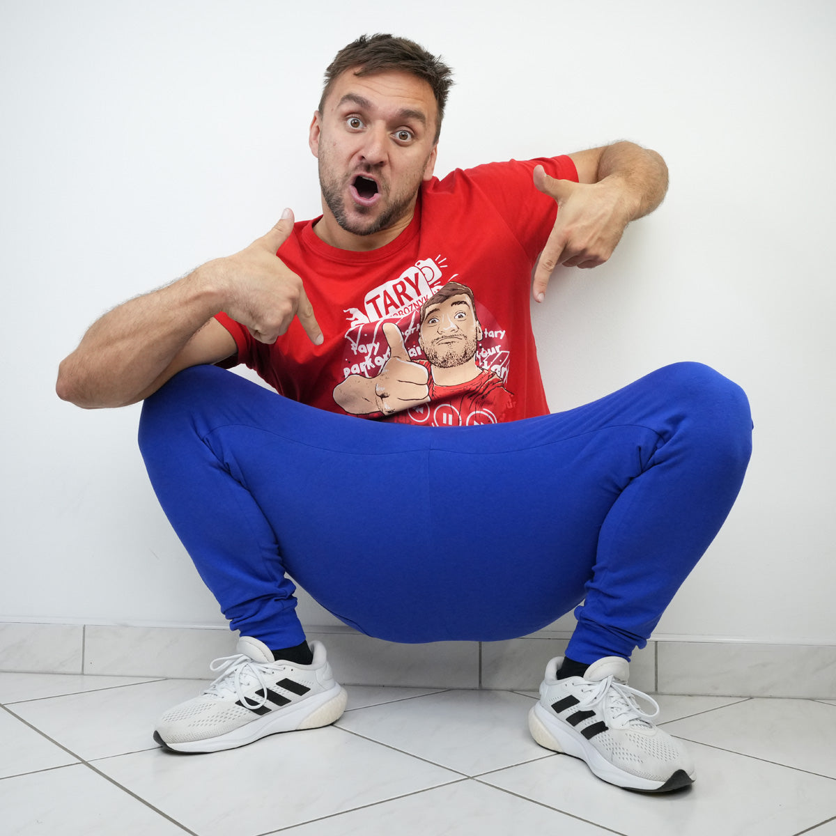 Tepláky Soul Královské, modrá výšivka