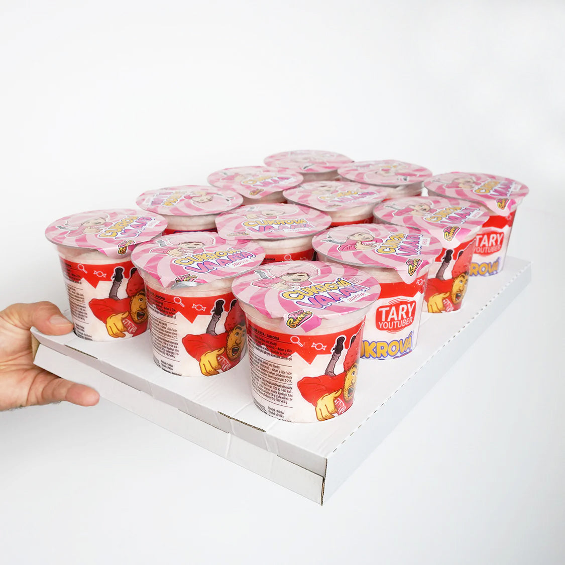 Cukrová vata Jahoda 20g – Karton (12 ks)